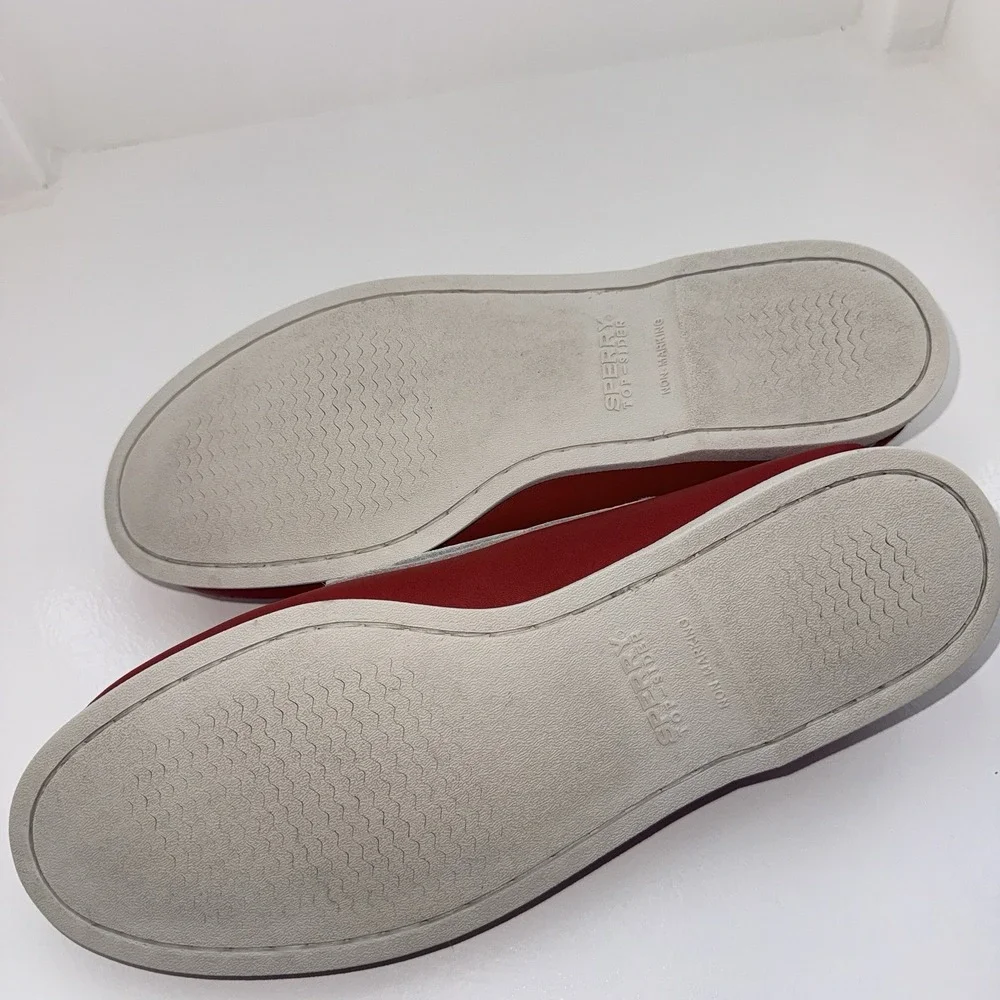 Sperry Top-Sider Men's Red White Leather 2-Eye Boat Shoes Loafers Size 12 M